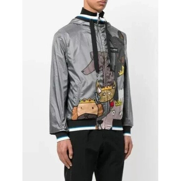 Dolce & Gabbana Men's K-way Dog Patch Jacket Ribbed Zip-Up Printed NEW  XL - Picture 1 of 12